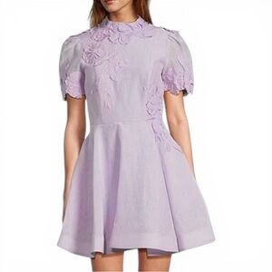 Antonio Melani Dress Women Floral Short Sleeve Fit & Flare Pockets Lavender 12